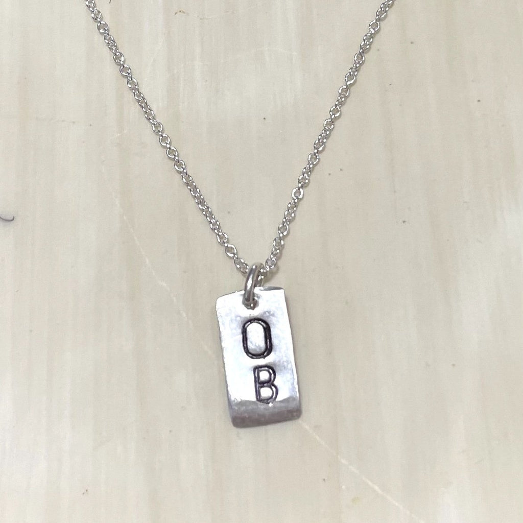 Micro "OB" Tag Necklace