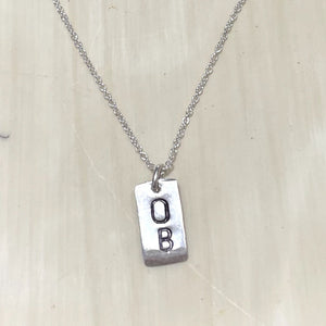 Micro "OB" Tag Necklace